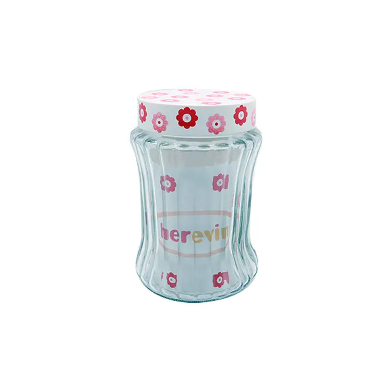 1.5L Floral-Embellished Glass Storage Jar – Herevin Curve Design 1