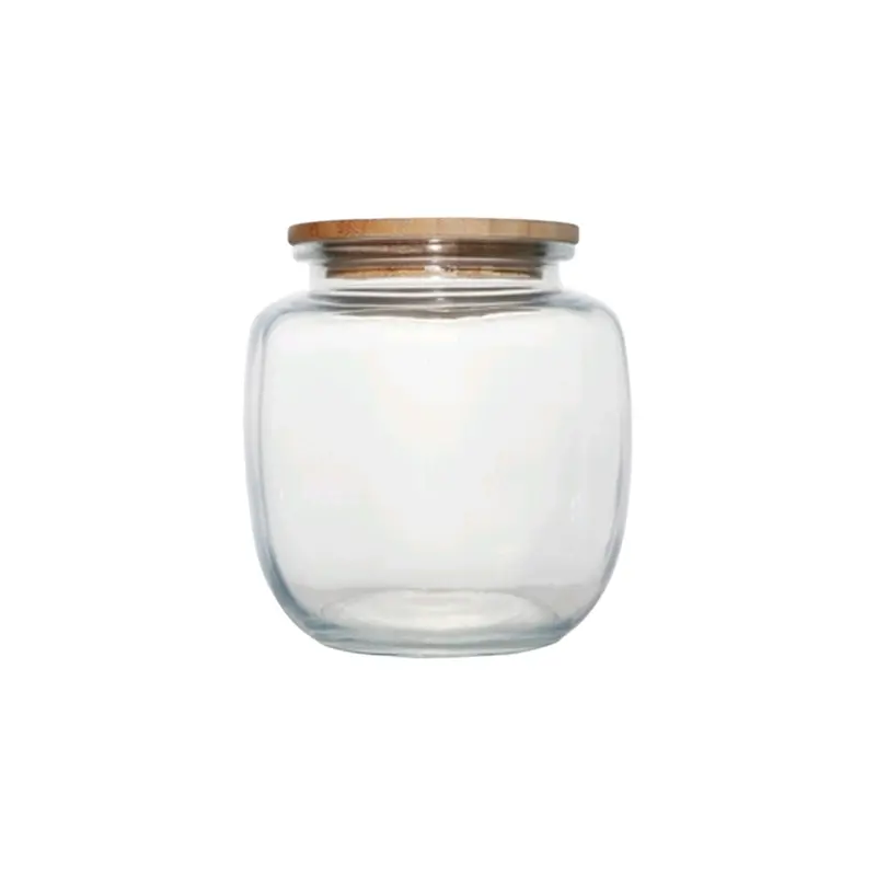 1.8L Round Glass Pantry Canister Featuring Bamboo Lid 1