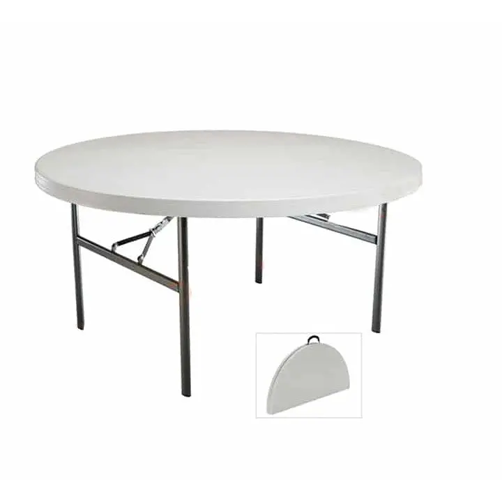 1.8M Round Folding Plastic Table – 10–12 Person Trestle Dining 1