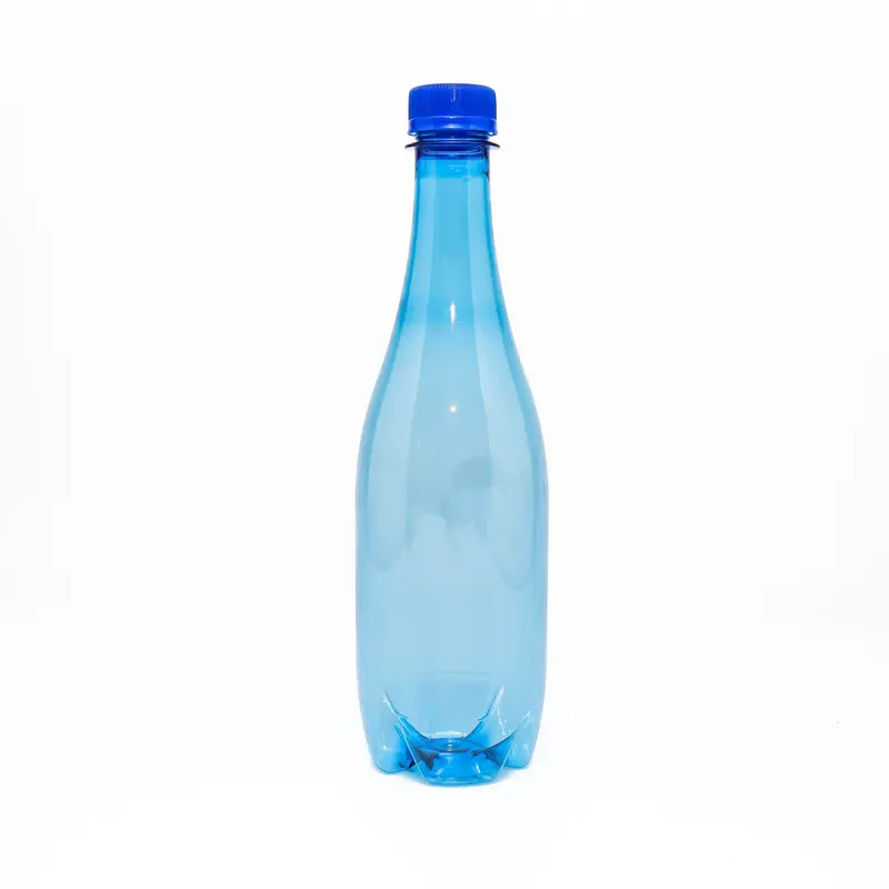 1-Liter Teardrop-Shaped Pet Water Bottle With Blue Cap – Bot135 1