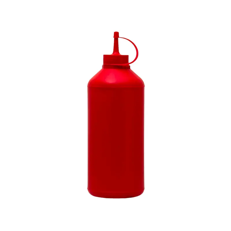 1-Litre Red Plastic Squeeze Bottle For Sauces And Condiments 1