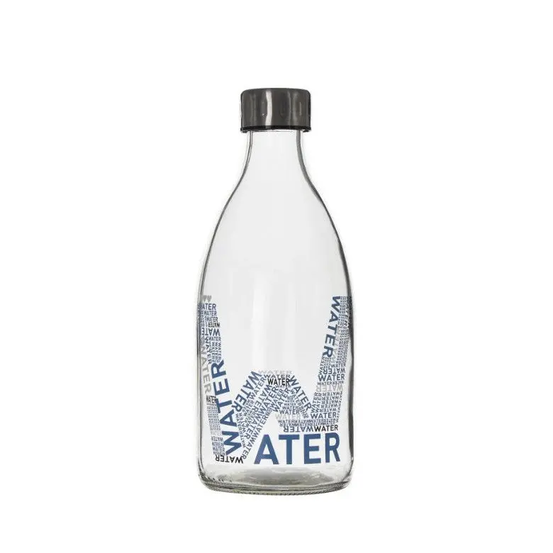 1-Litre Typography Glass Water Bottle With Stainless Steel Cap – Consol Premium Hydration Bottle (Model 10292) 1
