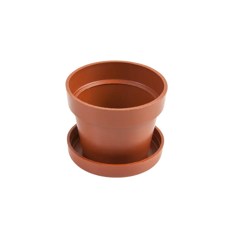 10-Pack Terracotta-Finish Plastic Pots With Matching 4Cm Saucers 1