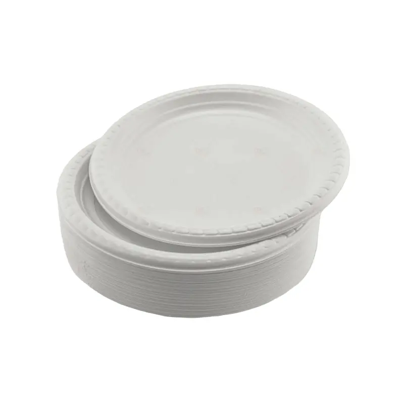 100-Pack White Disposable Plastic Dinner Plates – 9 Inch Diameter 1