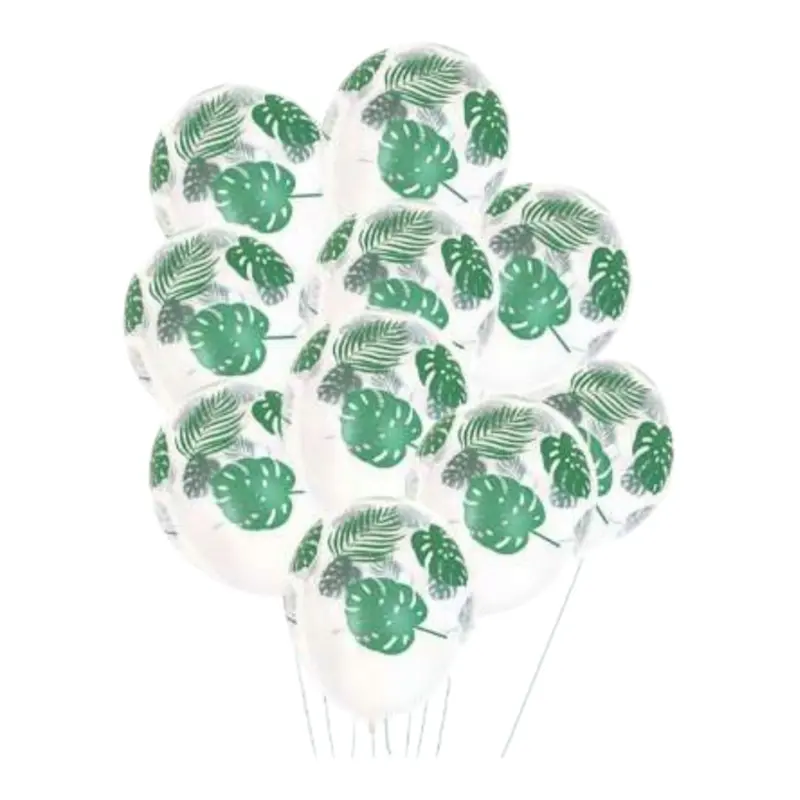 12-Inch Latex Balloon Tie With Tropical Palm Leaf Design – 10-Pack, 2.8G Each 1