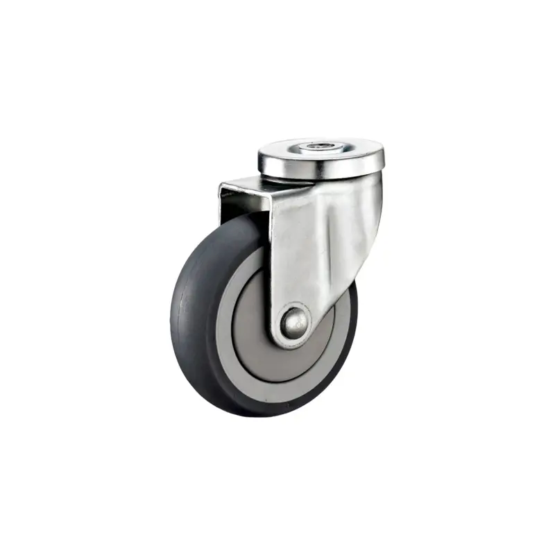 125Mm Grey Rubber Castor Wheel – Swivel Mount With Bolt Hole For Furniture Or Carts 1
