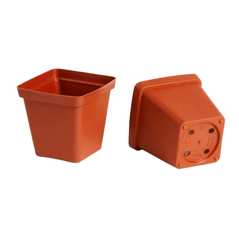 12Cm Square Terracotta-Style Plastic Plant Pot – Modern Compact Design 1