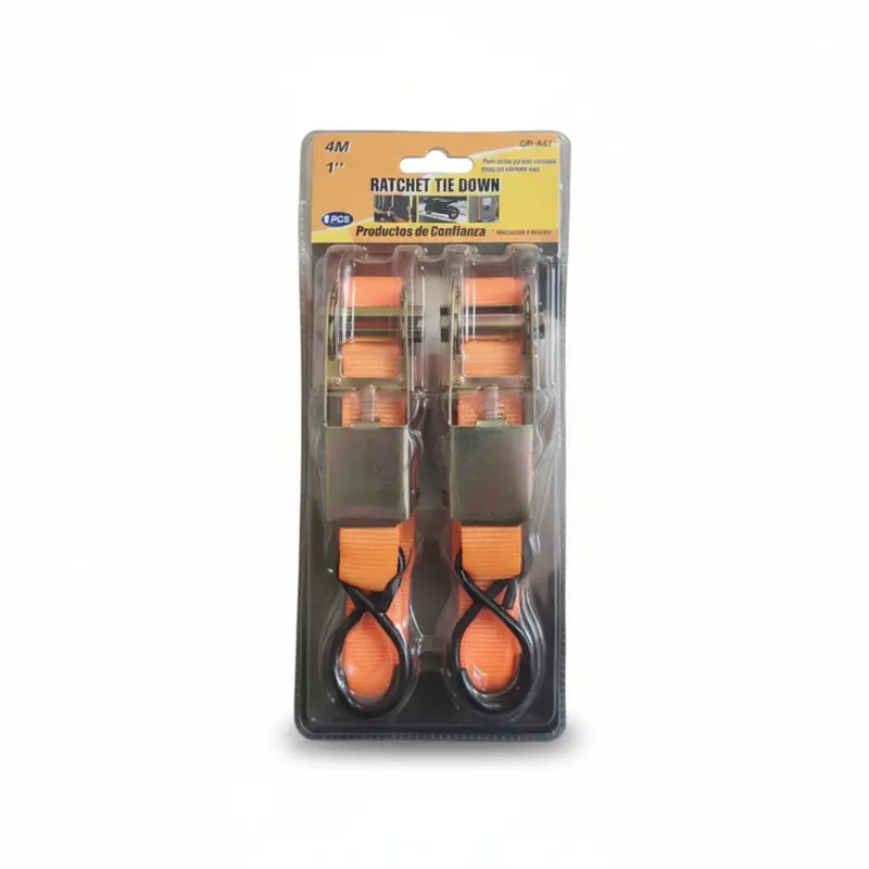 2-Piece Ratchet Tie-Down Strap Kit – 4-Meter Length Each 1