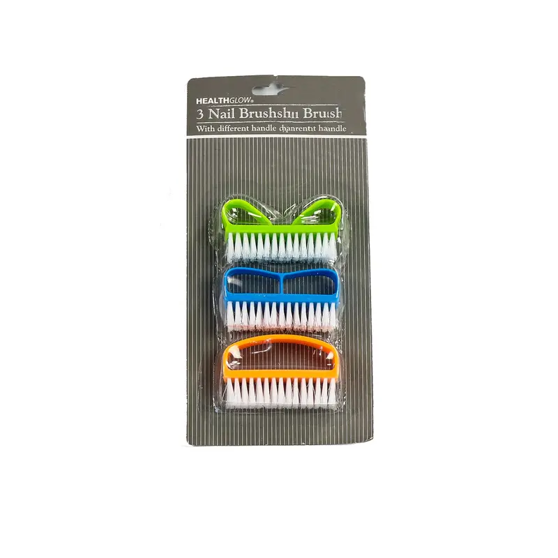 3-Pack Assorted-Color Nail Brushes – Sturdy Plastic Bristle Cleaning Tools 1