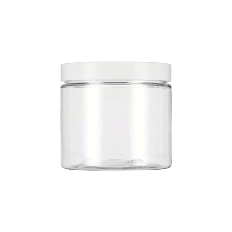 300Ml White-Lid Pet Cosmetic Jar – 8.5 × 6.3 Cm, Smooth Finish, Refillable 1