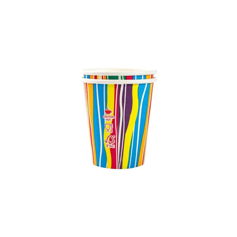 5-Pack 350Ml Colour-Striped Vending Paper Cups – Vibrant Single-Wall Disposable Cups 1
