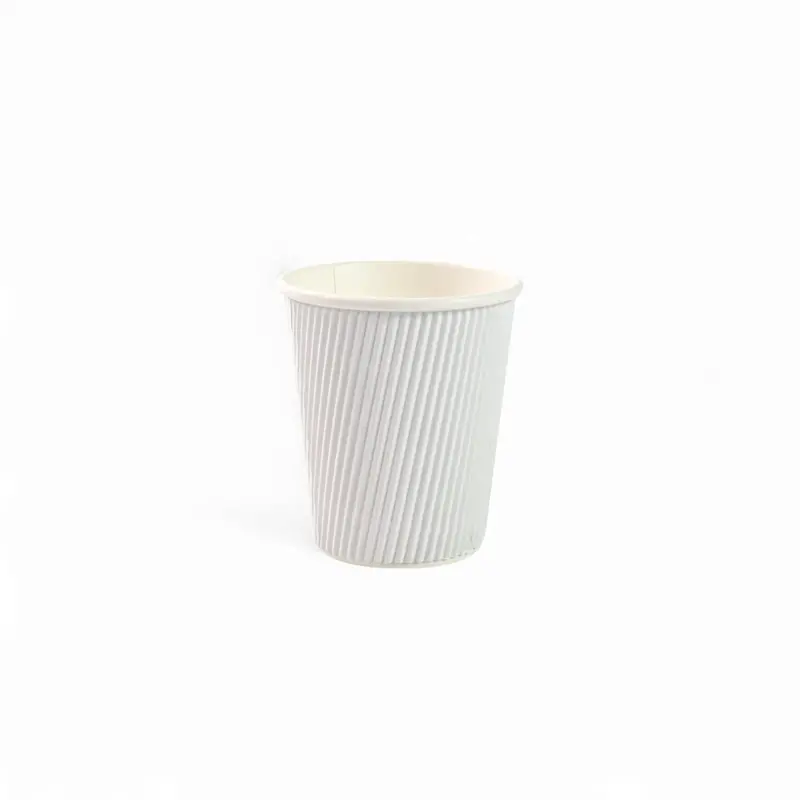 5-Pack 350Ml White Ripple Paper Coffee Cups – Single-Wall Disposable Cups 1