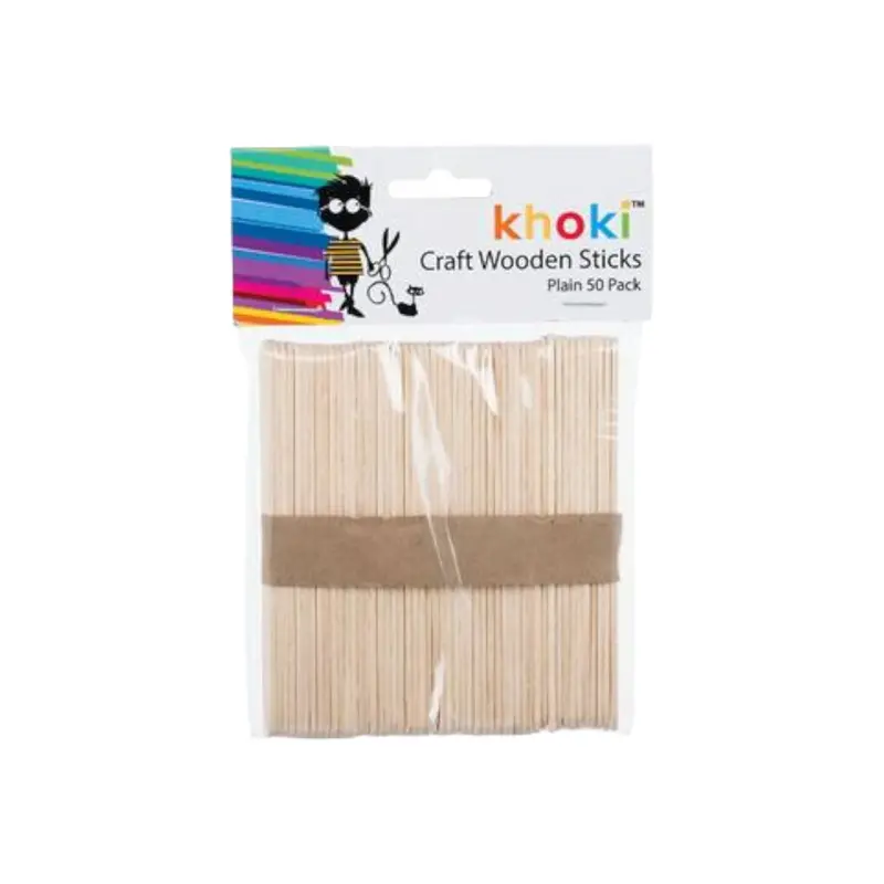 50-Pack Natural Wooden Craft Sticks – Lolly & Ice Cream Use 1