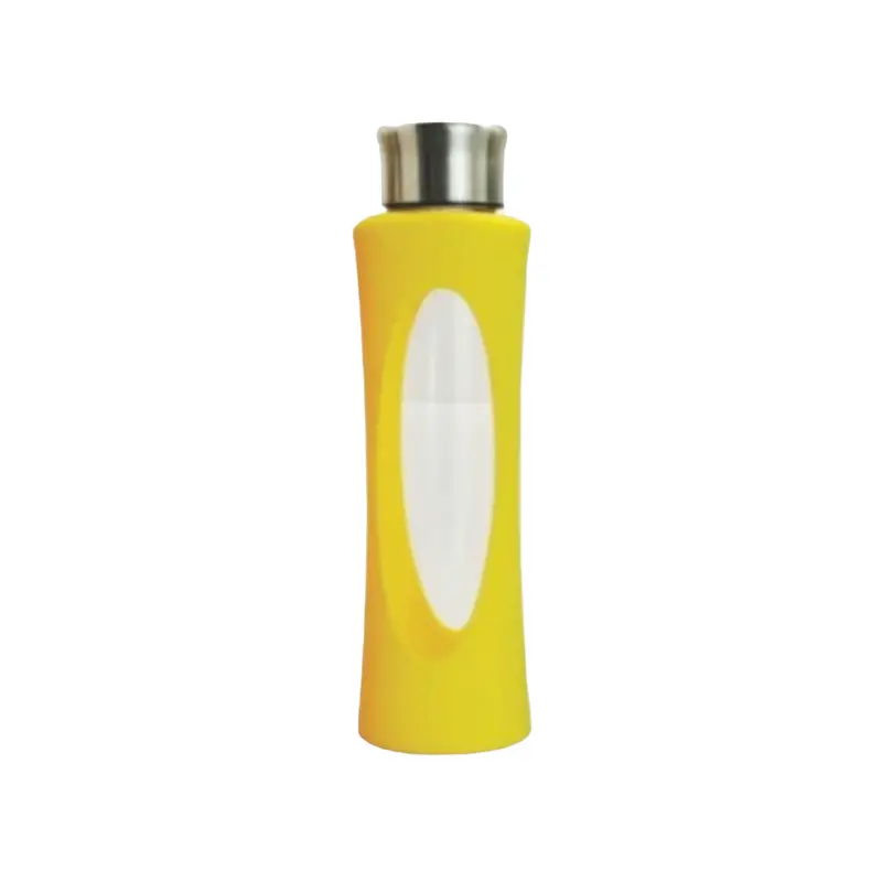580Ml Speckled Glass Water Bottle – Metallic Lid & Vibrant Silicone Sleeve Design 1