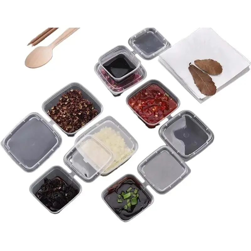 65Ml Square Disposable Sauce Tub With Snap-Shut Lid – 25-Pack 1