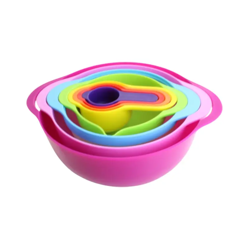 8-Piece Kitchen Utility Set – Rainbow-Colored Mixing Bowls, Sieve & Measuring Spoon Combo 1
