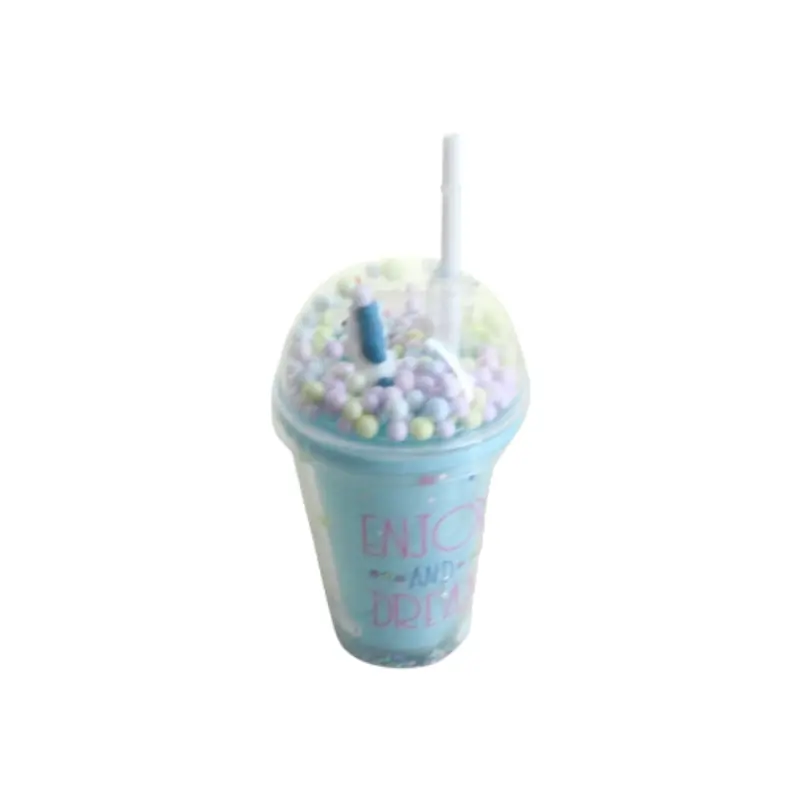 Acrylic Smoothie Tumbler With Lid & Reusable Straw – 380Ml Unicorn Design 1