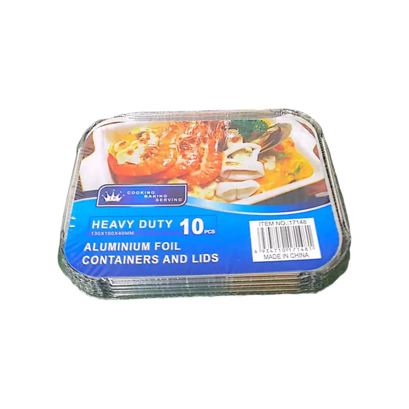 Aluminium Foil Takeaway Container – 130X100X40Mm With Poly Pvc & Card Lid, 8-Pack 1