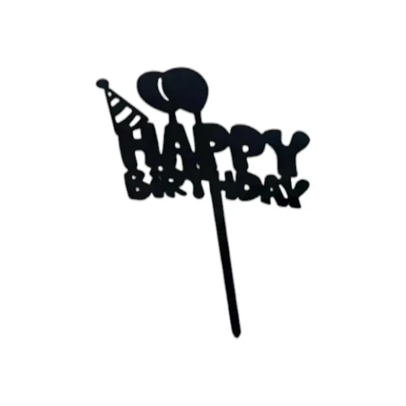 'Balloons & Party Hat' Birthday Acrylic Cake Topper 1