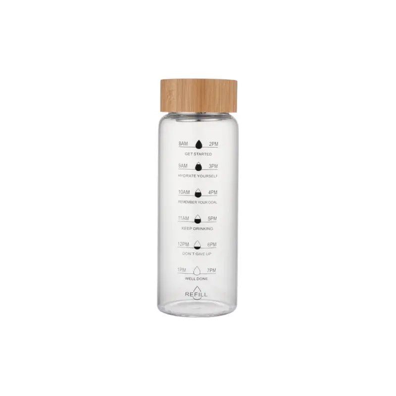 Bamboo-Lid Glass Water Bottle – 1 L Eco-Friendly Drinking Vessel By Time-Scale 1