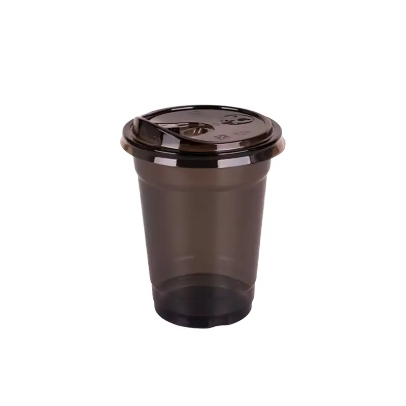 Clear Pla Sippy Coffee Cups – 400Ml Biodegradable Cups With Black Lids, 10-Pack 1