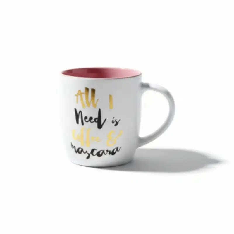 Contemporary Ceramic Tubby Mug – 350Ml Grey Body With Gold Embossed Detailing 1