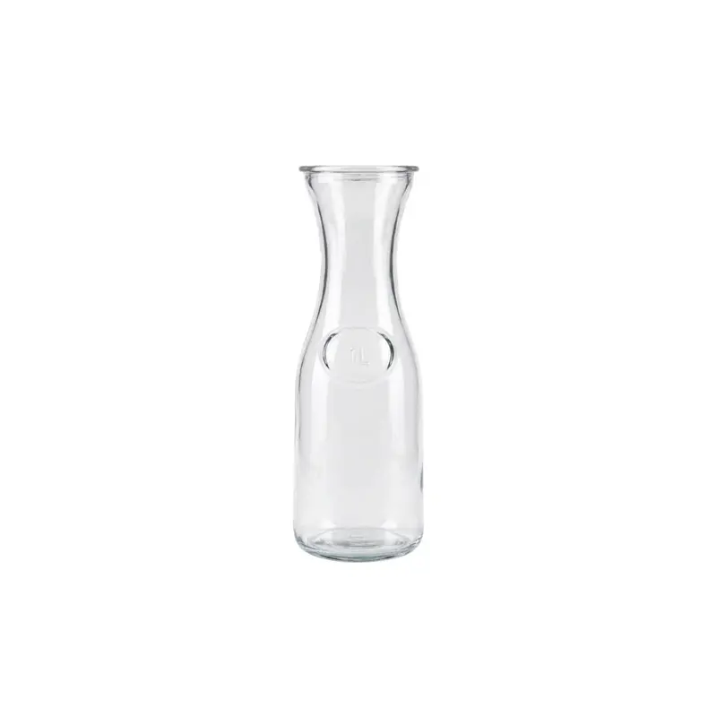 Curved Open-Flute Glass Carafe – 1-Litre Elegant Serving Vessel 1