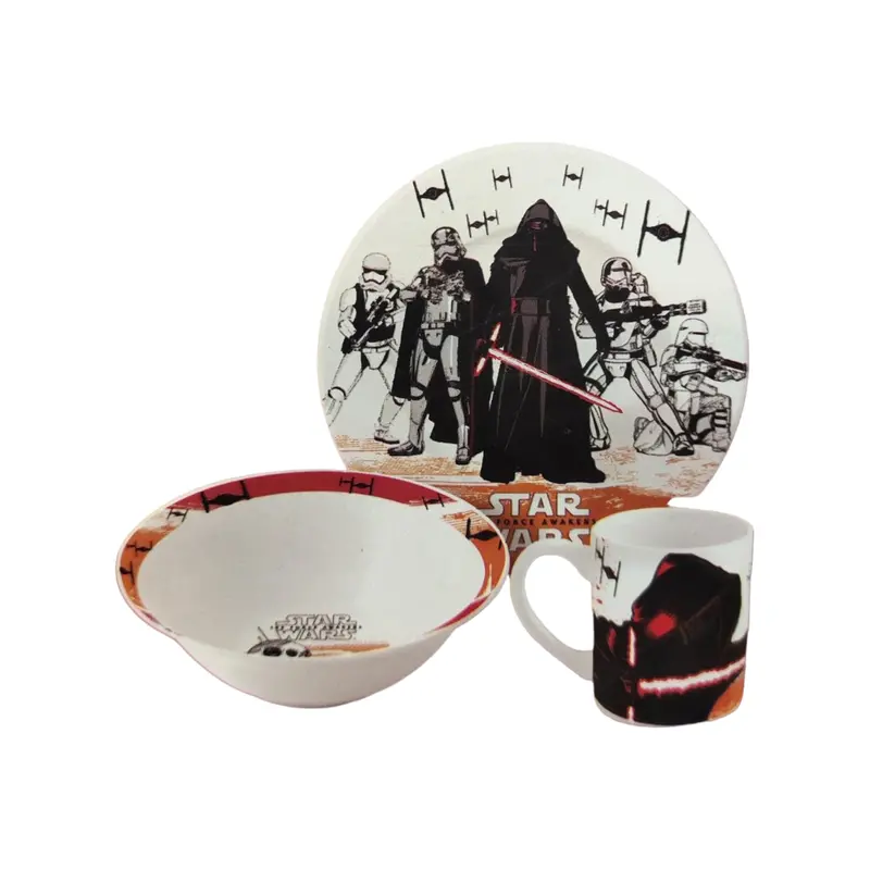 Disney Star Wars Ceramic Dinnerware Set – 3-Piece Microwave-Safe Collection (Model 20549) 1
