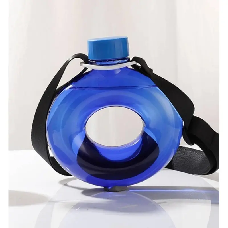 Donut-Ring Annular Sports Bottle – 500Ml Drop-Resistant Design With Carry Strap 1