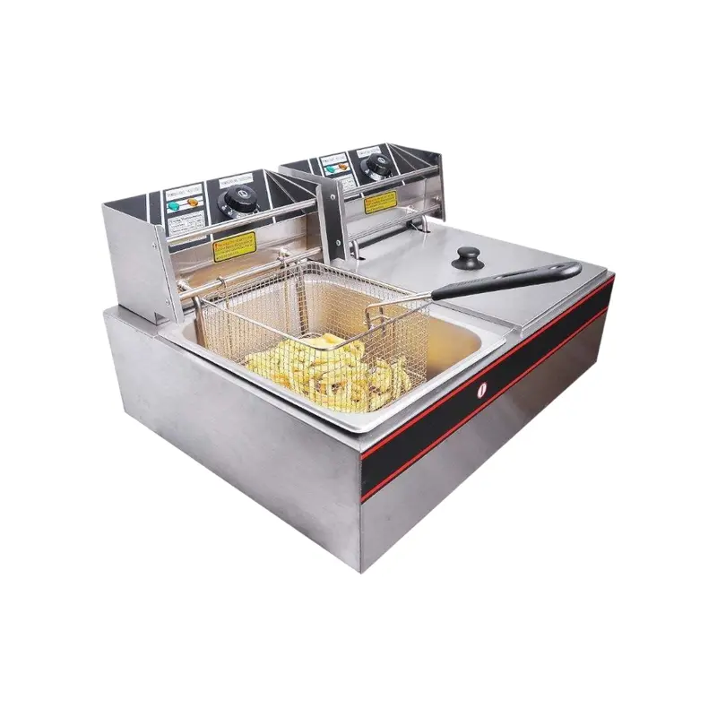 Double-Compartment Deep Fryer Pan – 2 × 5 Litre Capacity, Stainless Steel 1