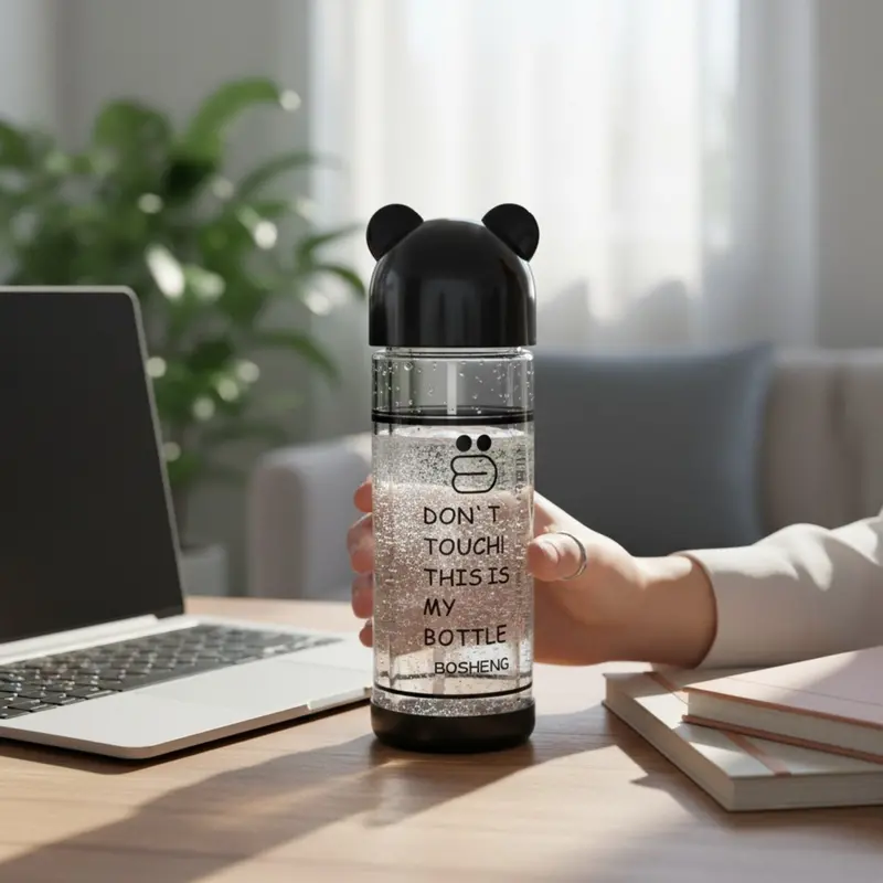Double-Walled Glass Water Bottle – 320Ml, Vacuum-Insulated, Custom Printed Design & Fun Cap 1