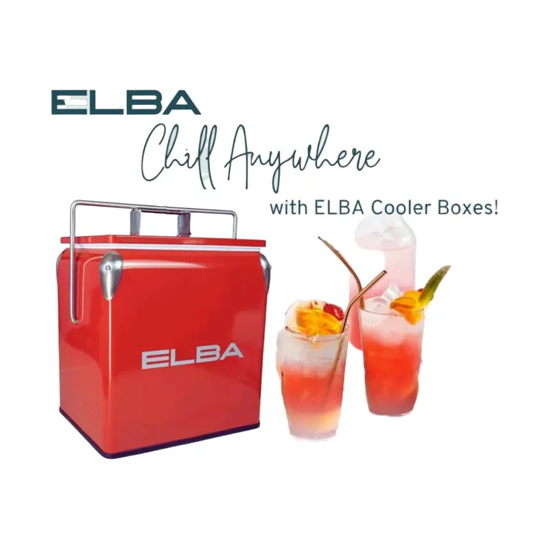 Elba 13-Litre Retro Metal Cooler Box – Portable With Handle & Lid 1