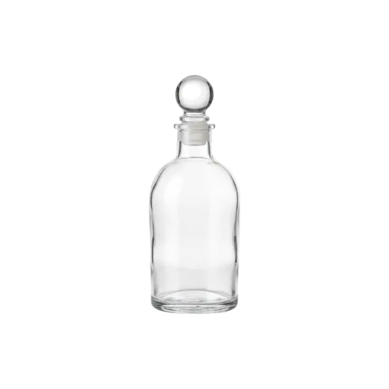 Elegant Round Glass Condiment Bottle With Solid Glass Stopper – 250 Ml 1