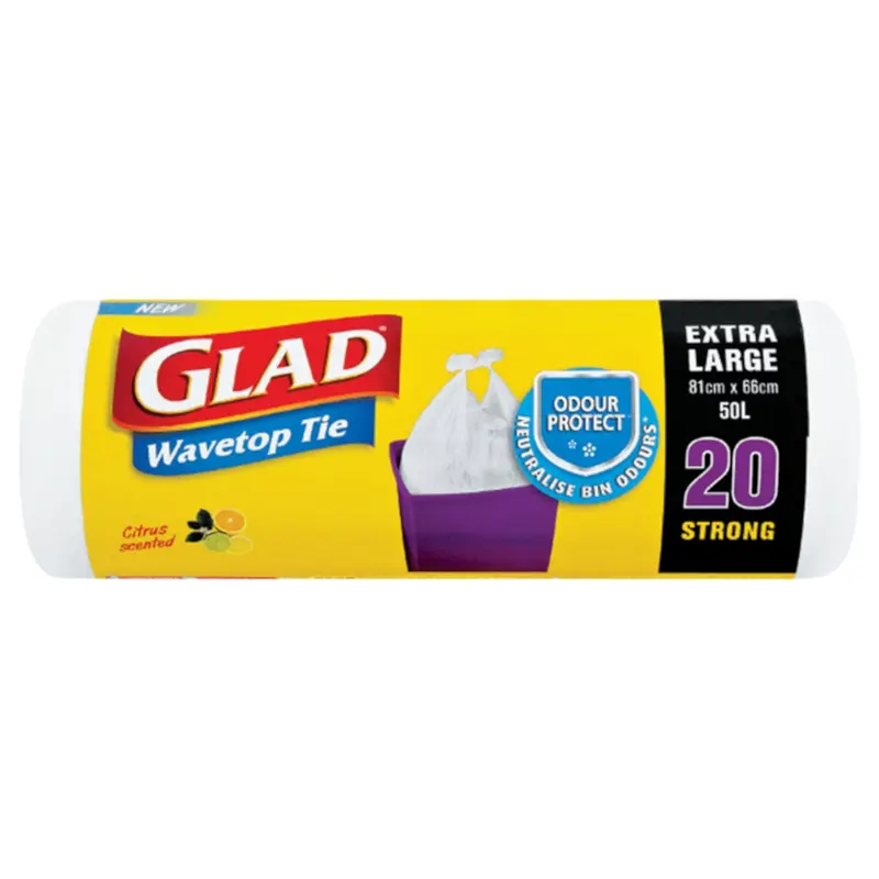 Extra-Large Glad Wavetop Tie Refuse Bags – 81×66 Cm, Heavy-Duty 20-Pack 1