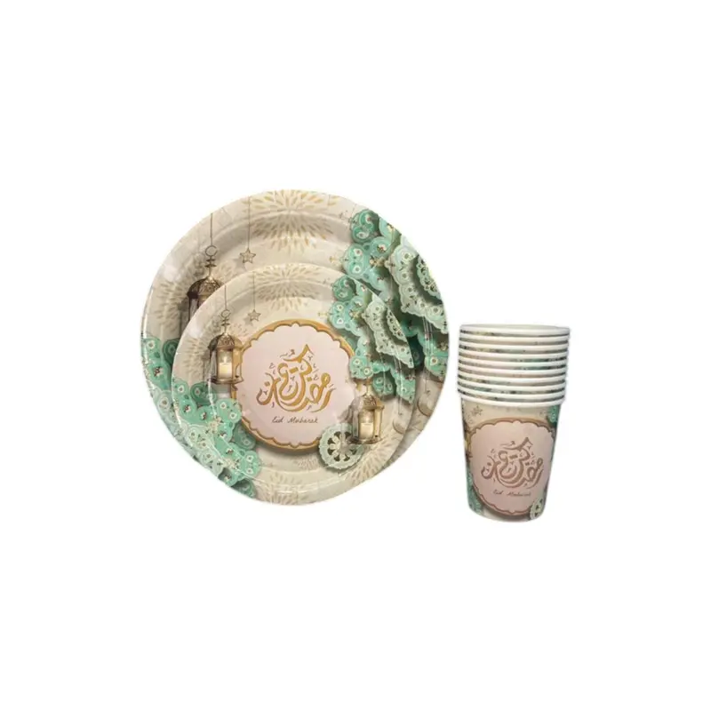 Festive Eid Disposable Paper Tableware Set – Assorted Plates, Bowls & Cutlery 1