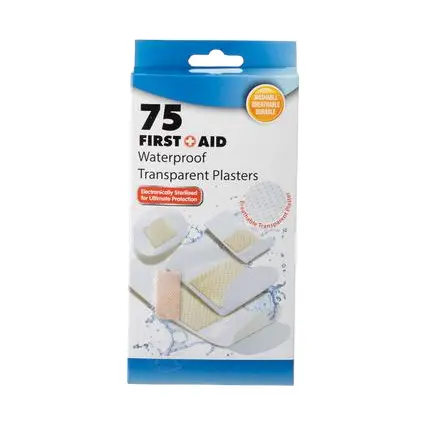 Firstaid Assorted-Size Transparent Plasters – 75-Count Value Pack 1