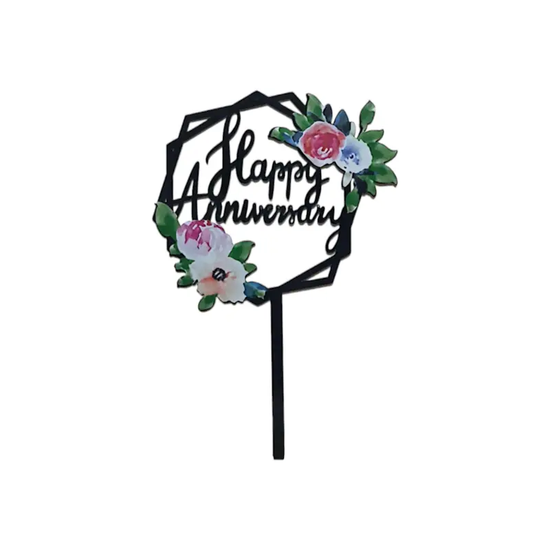 Flower Garland Acrylic Birthday Cake Topper 1