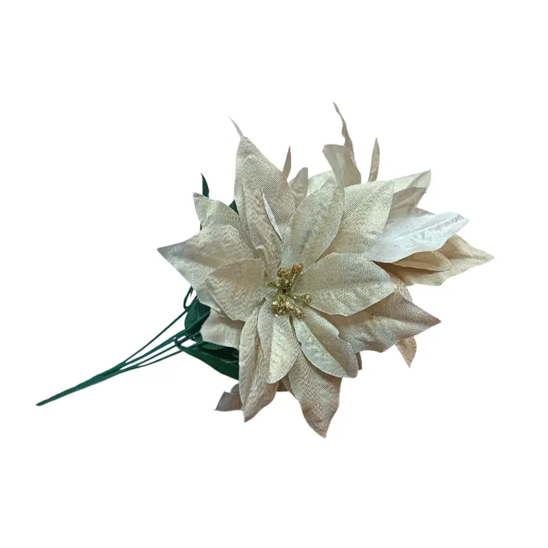 Gold Glitter Poinsettia Artificial Christmas Flowers – Set Of 5 1