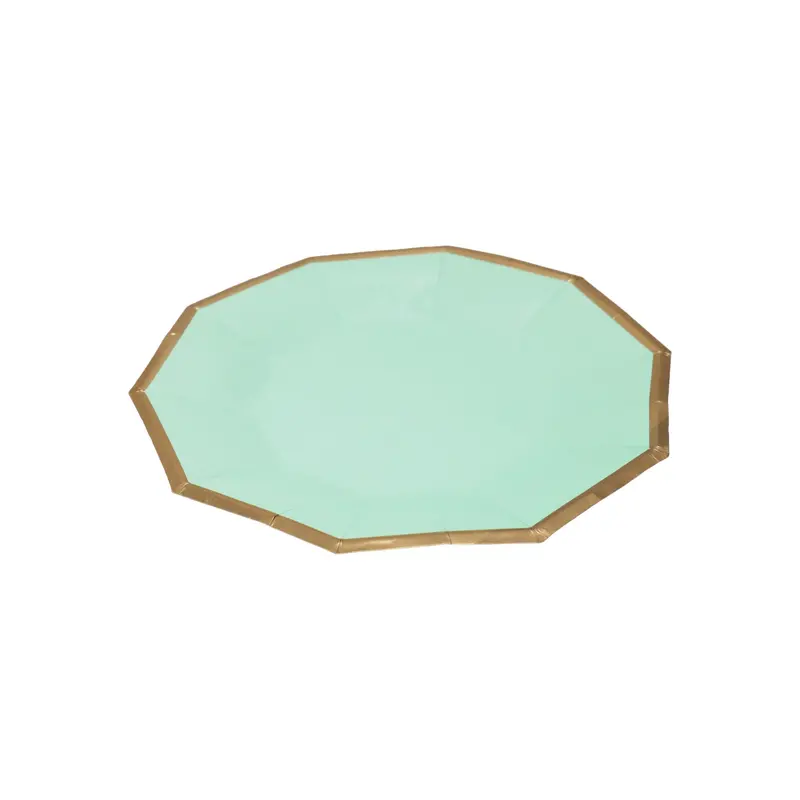 Green Disposable Dinner Plates With Gold Trim – 8-Piece Set 1