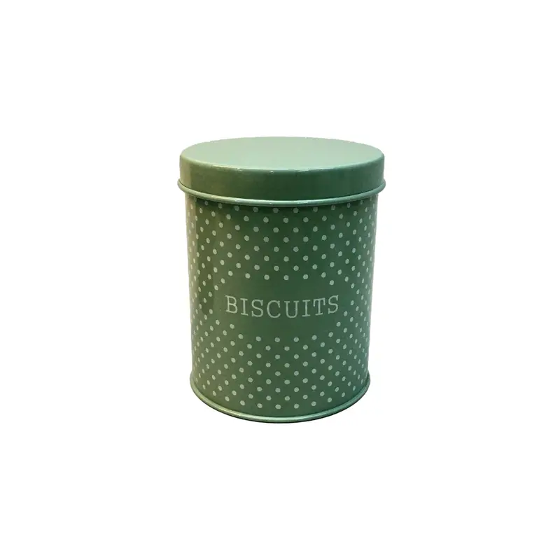 Green & White Polka Dot Treat Canister – 12×15 Cm Food-Safe Tin 1