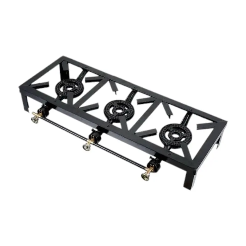 Heavy-Duty Totai 3-Burner Gas Boiling Table – Commercial-Grade Cast Iron Stove 1
