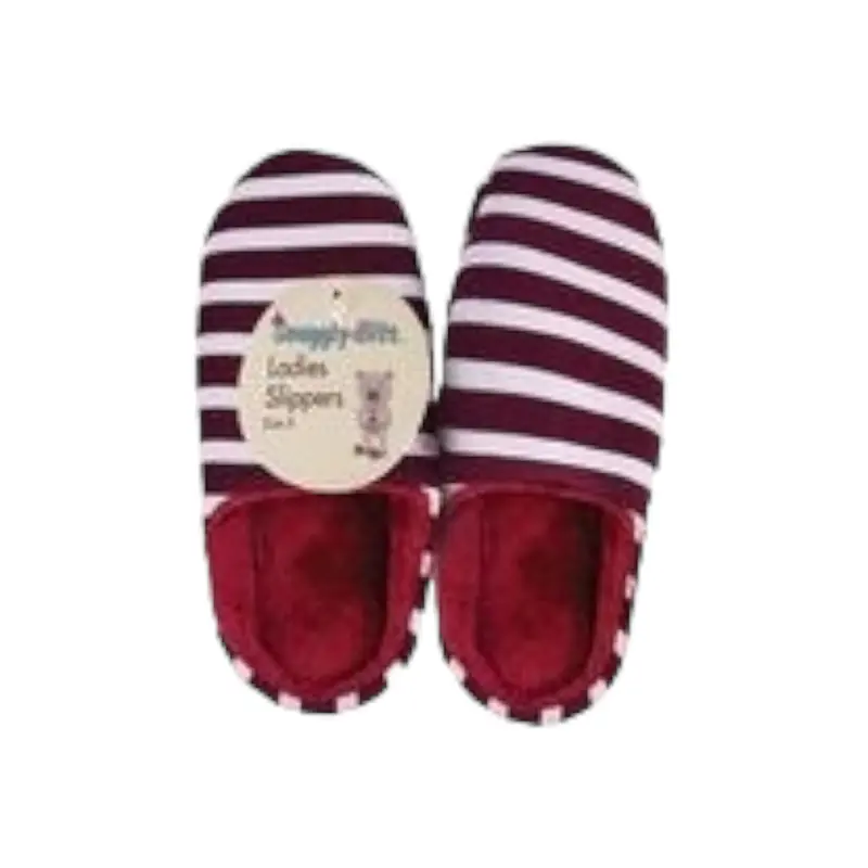 Ladies’ Striped Slip-On Slippers – Size 4 (Uk) With Flexible Fit 1