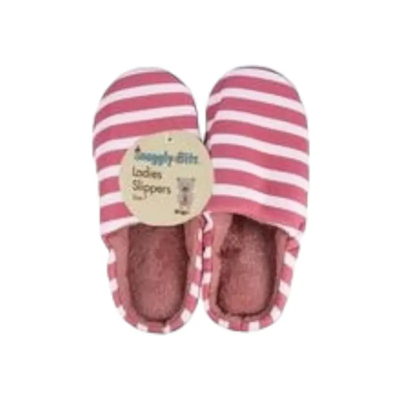 Ladies’ Striped Slip-On Slippers – Size 7 (Uk) With Breathable Fabric 1
