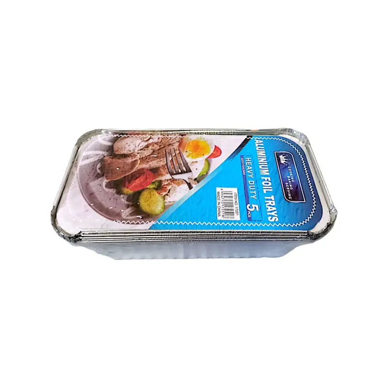 Large Aluminium Foil Food Container – 222X115X63Mm With Dual-Material Lid, 5-Pack 1