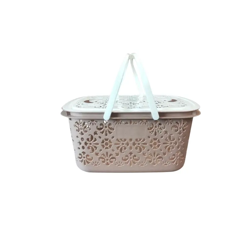 Lightweight Plastic Picnic Basket With Secure Lid – 42X31.5X20Cm Portable Design 1
