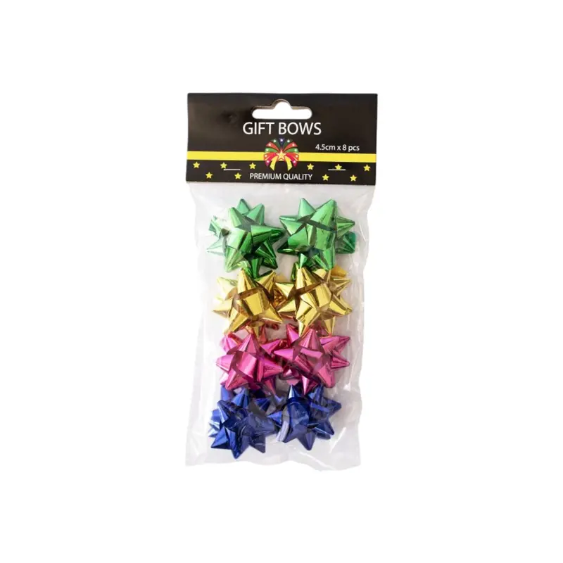 Metallic Gift Bows – 4.5Cm Diameter, 8-Piece Assorted Pack 1