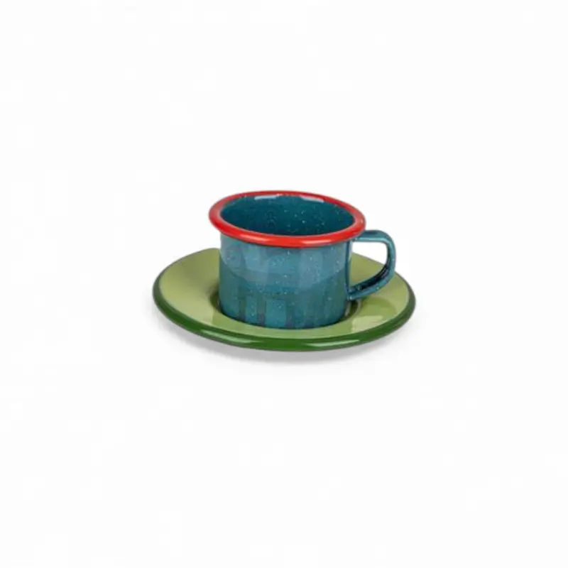 Mini Enamel Cup And Saucer Set – 6Cm Diameter, Classic White Finish 1
