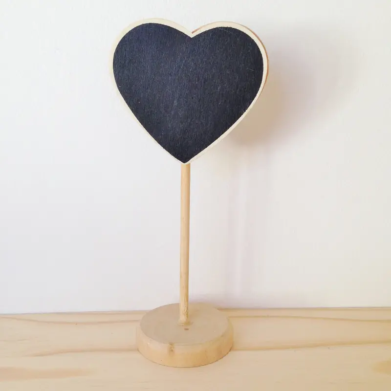 Mini Heart-Shaped Wooden Chalkboard Stand – 8 × 17 Cm, Blackboard Surface For Event Notes 1