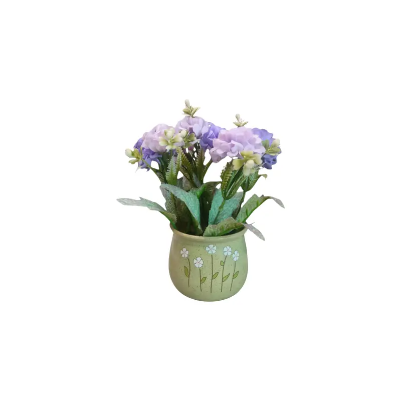 Mixed Artificial Flower Arrangement In Contemporary Pot – Handcrafted Silk Bouquet (10×21 Cm) 1