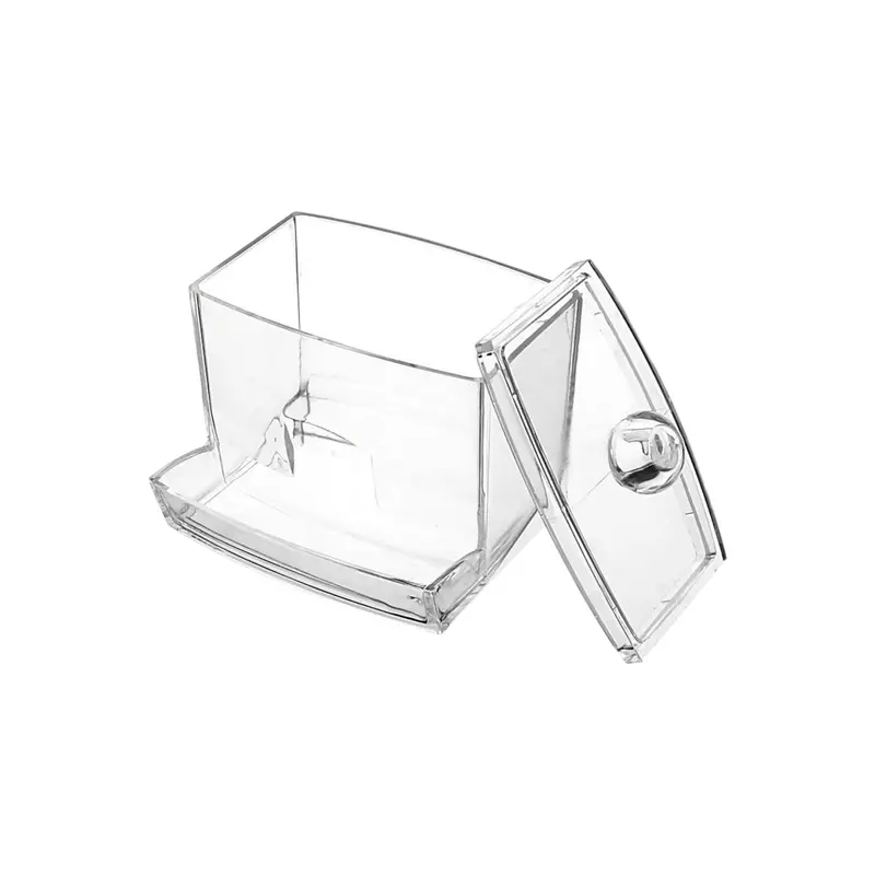 Modern Cotton-Textured Clear Cosmetic Storage Box With Secure Lid 1